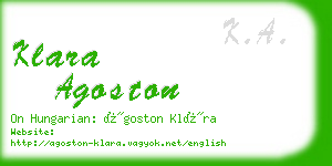 klara agoston business card